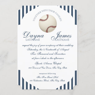 Convites Casamento com Stripes de Baseball Park