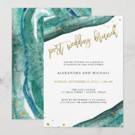 Convites Casamento com Teal de Aquarela e Posto Geodo Doura