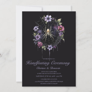 Convites Casamento com Teia Floral de Aranha Roxa Gótica