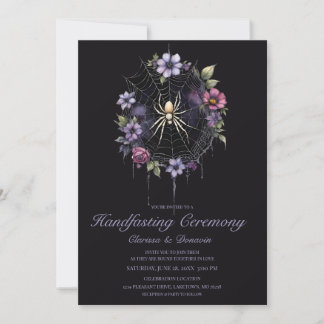Convites Casamento com Teia Floral de Aranha Roxa Gótica
