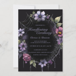 Convites Casamento com Teia Floral de Aranha Roxa Gótica