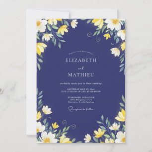 Convites Casamento com Tema Cottagecore Indigo Mostarda em