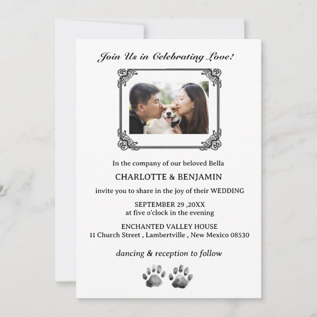 Convites Casamento com Tema de Cachorro com Foto Personaliz (Frente)