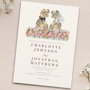 Convites Casamento com tema de flores silvestres e dinossau