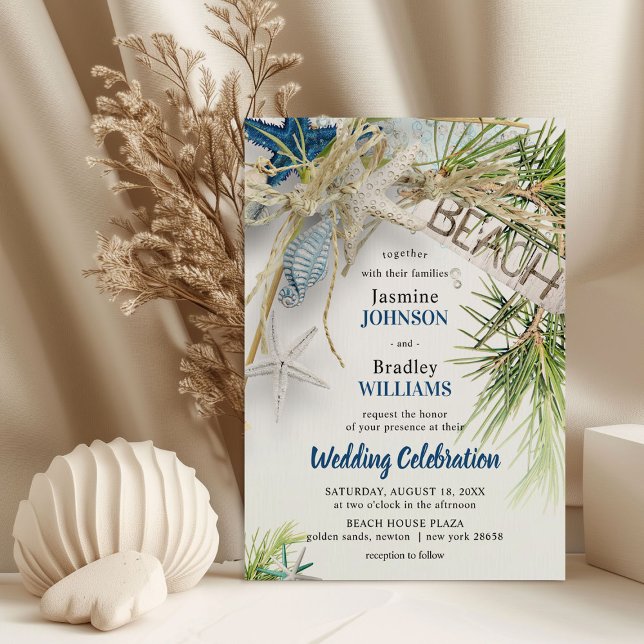Convites Casamento com Tema de Praia Moderna (Criador carregado)