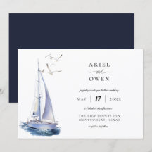 Casamento com tema náutico de iate em aquarela