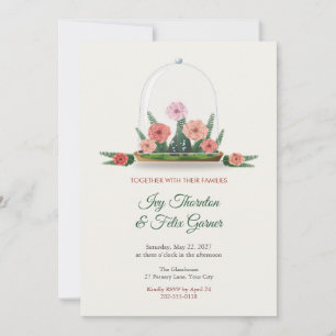 Convites Casamento com Terrário de Vidro Begônia e Samambai