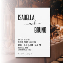 Casamento com Texto Personalizado Preto Moderno e