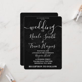 Convites Casamento com Textura de Grunge Preto Personalizad