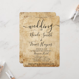 Convites Casamento com Textura de Papel Vintage Sépia Perso