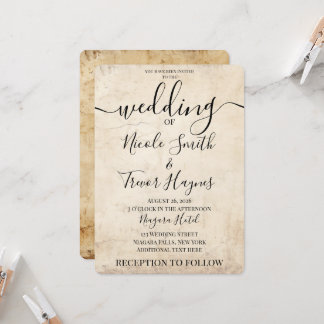 Convites Casamento com Textura de Papel Vintage Sépia Perso