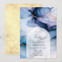 Casamento com Tinta Alcoólica Fluindo em Azul Nava
