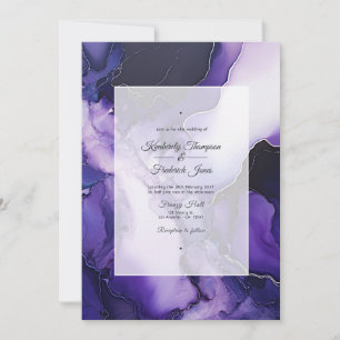 Convites Casamento com Tinta Alcoólica Preta, Prata e Roxo