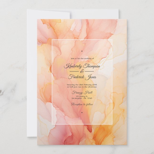 Convites Casamento com Tinta Amarela e Rosa Choque (Frente)