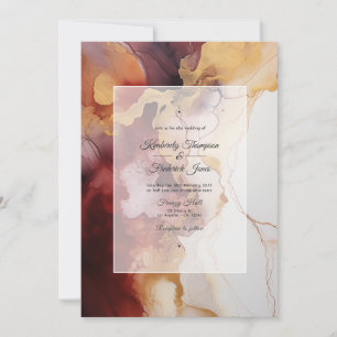 Convites Casamento com Tinta Burgundy, Dourada e Marfim