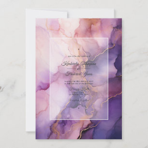 Convites Casamento com Tinta Deep Purple, Lavanda e Dourado