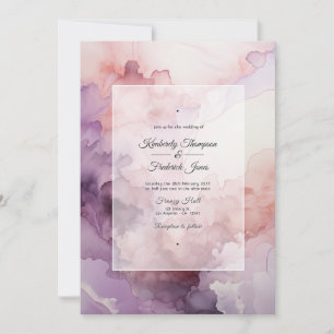 Convites Casamento com Tinta Rosa Empoeirada, Lavanda e Pra