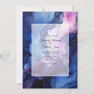 Convites Casamento com Tinta Roxa, Azul Marinho e Prata