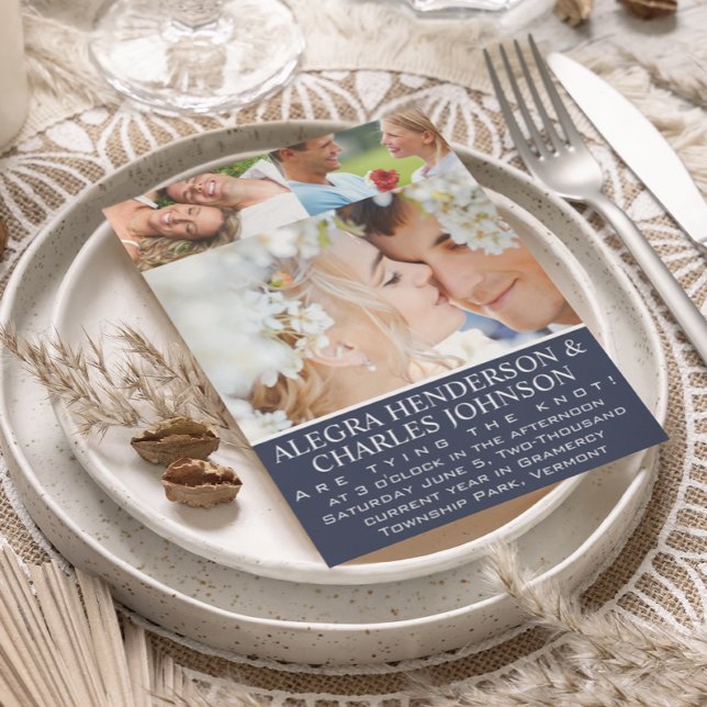 Convites Casamento com Tipografia Azul (Criador carregado)