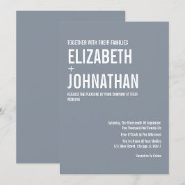 Convites Casamento com Tipografia Azul Simples