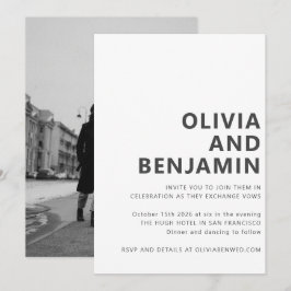 Convites Casamento com Tipografia Branca Branca Moderna