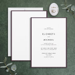 Convites Casamento com Tipografia Branca e Roxo de Ameixa E<br><div class="desc">Um belo convite de casamento de tipografia para um verão ou casamento outono! Esta bela e elegante design apresenta uma ameixa roxa em torno de um convite branco, com tipografia moderna. Uma design simples e minimalista. Muito obrigado por apoiar a nossa pequena empresa, que apreciamos muito! Estamos tão felizes que...</div>