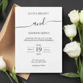 Convites Casamento com tipografia de Black and White Script