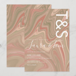 Convites Casamento com Tipografia de Marble Liquid Terracot