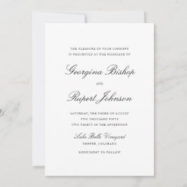 Convites Casamento com Tipografia de Script Simples Preto