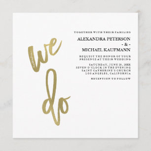 Convites Casamento com Tipografia Dourada Minimalista Faux