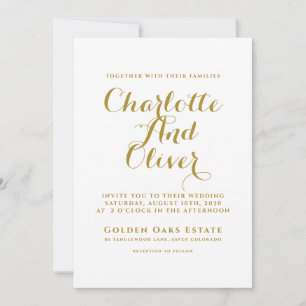 Convites Casamento com Tipografia Dourada Script