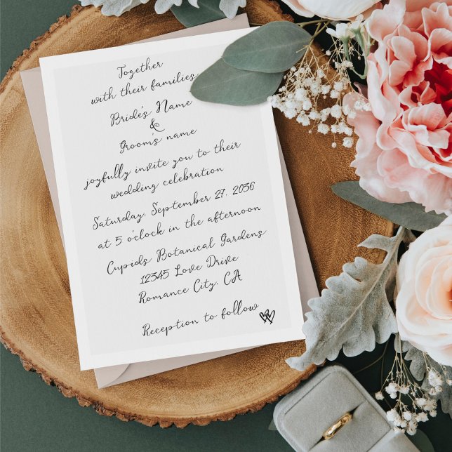 Convites Casamento com Tipografia Escrita Manuscrita de Man (Simple Minimalist Hand Written Typography Wedding Invitation)