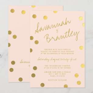 Convites Casamento com Tipografia Escrita Manuscrita, Foil 