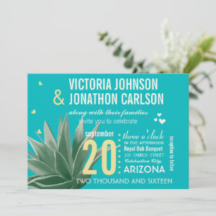 Convites Casamento com Tipografia Moderna de Aqua Yellow Su