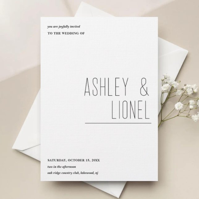 Convites Casamento com Tipografia Moderna de Layout Simples (Criador carregado)