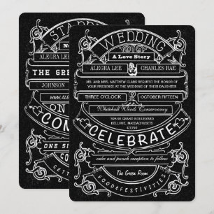 Convites Casamento com Tipografia Moderna do Chalkboard Vin