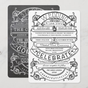 Convites Casamento com Tipografia Moderna do Chalkboard Vin