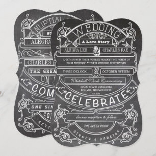 Convites Casamento com Tipografia Moderna do Chalkboard Vin