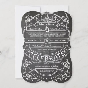 Convites Casamento com Tipografia Moderna do Chalkboard Vin