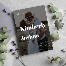 Convites Casamento com tipografia moderna sobreposição de f