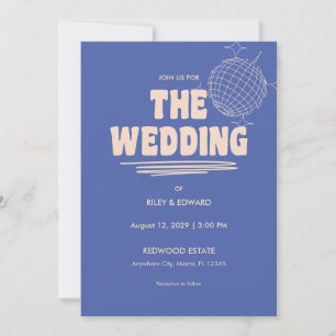 Convites Casamento com Tipografia Negrito Azul e Bege Retrô