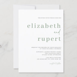 Convites Casamento com Tipografia Sage Green Minimalista