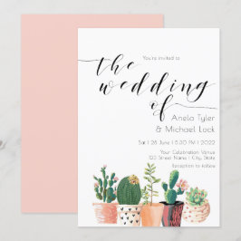 Convites Casamento com Tipografia Suculenta de Cactus Water