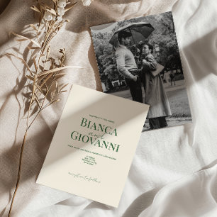 Convites Casamento com Tipografia Verde Retrovisor Minimali