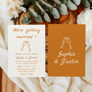 Convites Casamento com Toast de Champanhe Minimalista à Mão