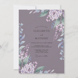 Convites Casamento com tons de Mauve e Wisteria Sujos e Sil