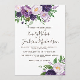 Convites Casamento com tons de Roxo Ameixa Lavanda e Verde