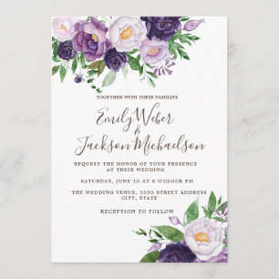 Convites Casamento com tons de Roxo Ameixa Lavanda e Verde