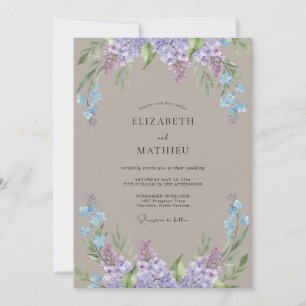 Convites Casamento com Tons de Taupe, Periwinkle e Wisteria
