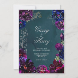 Convites Casamento com Tons de Teal Jewel, Ametyst Sapphire